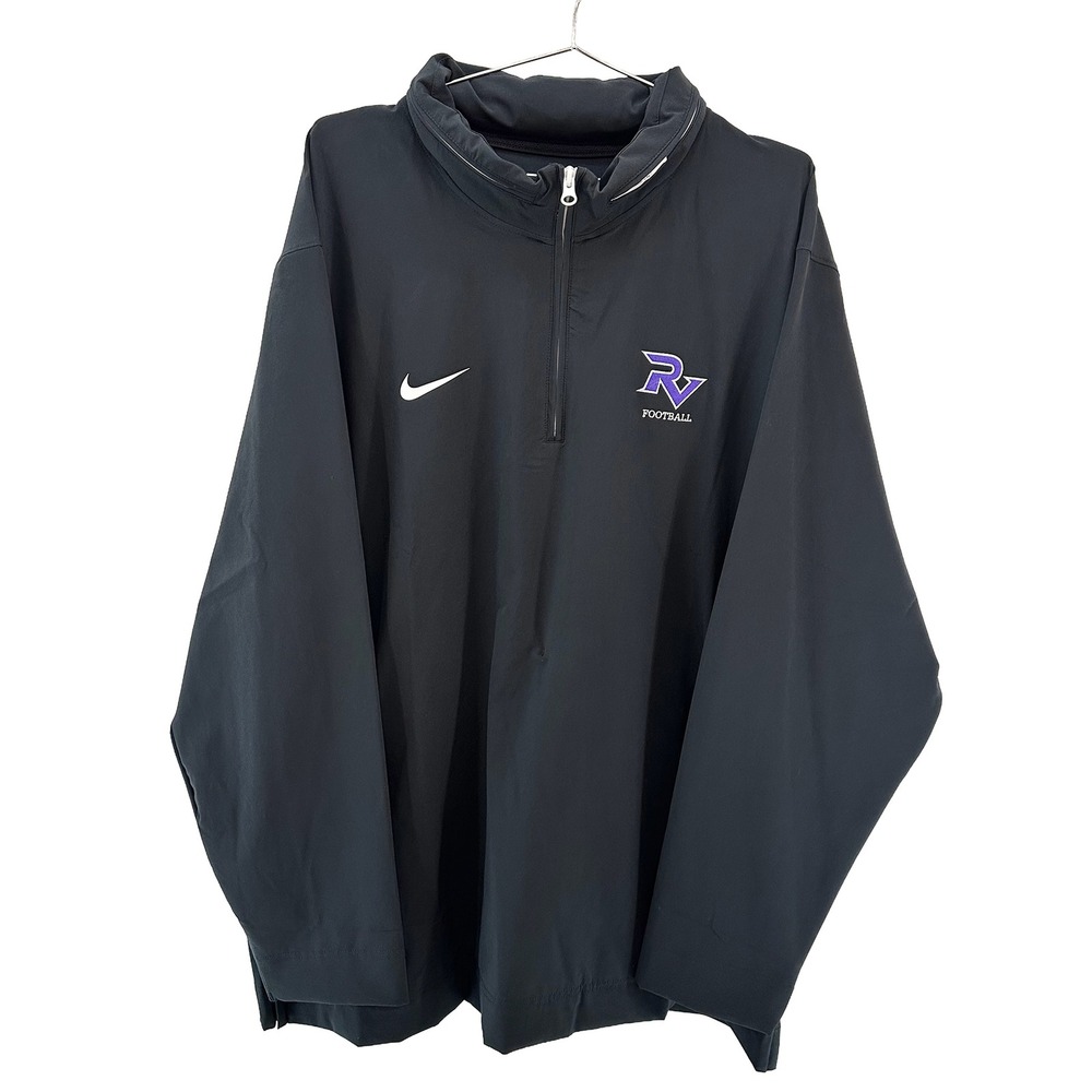 NIKE Zip Away Hood 1/4 Zip Performance Long Sleeve Pullover • XXL • black